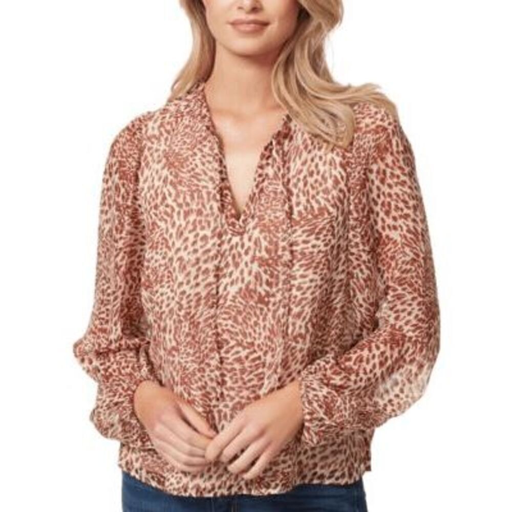 Jessica Simpson Women's Ruby Printed Balloon-Sleeve Boho Top Women's 1X